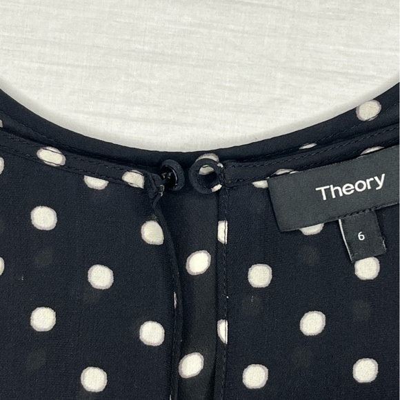 Theory Adlerdale-Haze Dot 100% Silk Slip Dress. Sz 6, black w/ivory dots. EUC - Picture 6 of 11